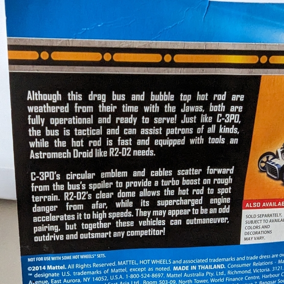 New Hot Wheels Star Wars Force Awakens C3p0 R2D2 Cars 2pc in package Droids Toy - Picture 6 of 10